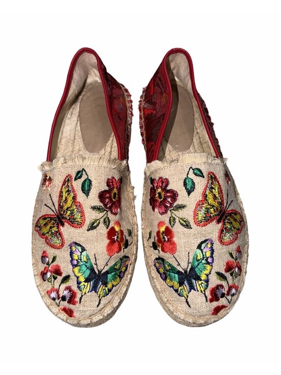 Johnny Was Shoes - Johnny Was Osaka Canvas Espadrille Shoes Sz 7 Slip On Floral Boho Embroidered